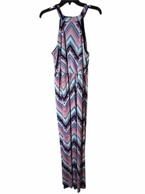 Boho Chevron Pattern Halter Maxi Dress Size Large